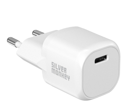 Ładowarka i akumulator SILVER MONKEY Mini Ładowarka sieciowa PD 20W (USB-C) Biała